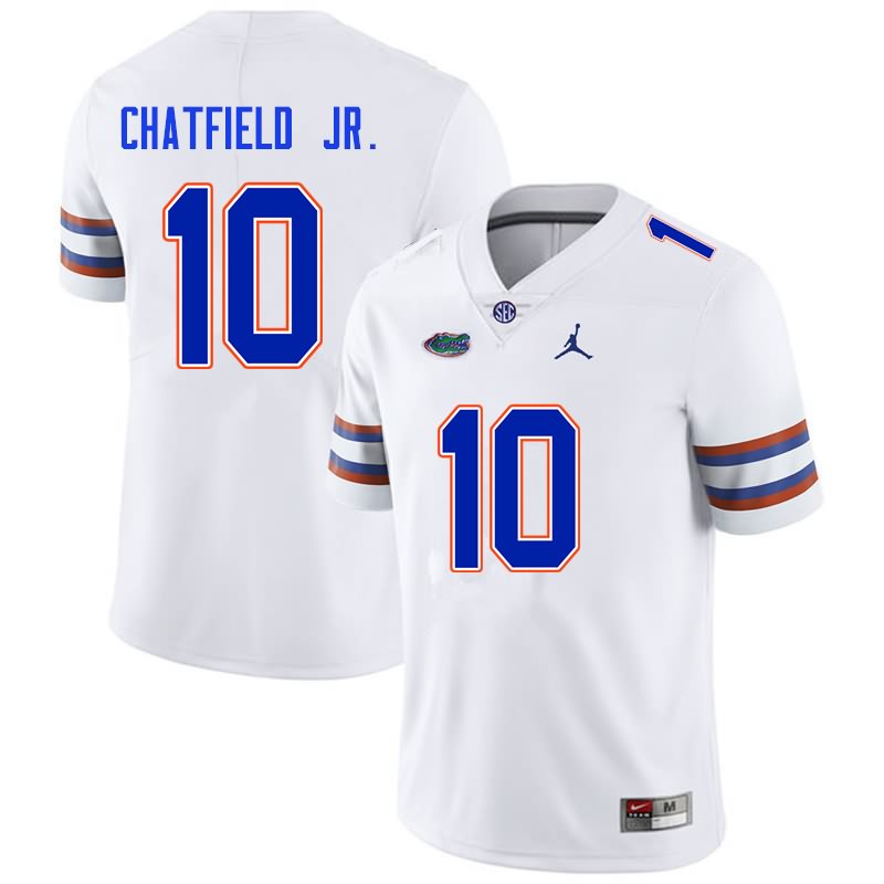 NCAA Florida Gators Andrew Chatfield Jr. Men's #10 Nike White Stitched Authentic College Football Jersey ZLJ4764YC